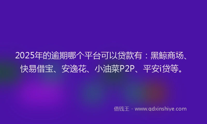 2025年的逾期哪个平台可以贷款有：黑鲸商场、快易借宝、安逸花、小油菜P2P、平安i贷等。