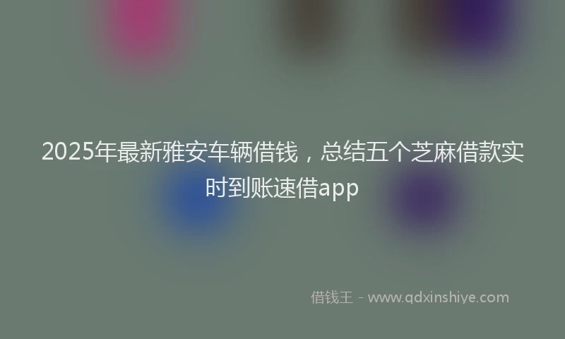 2025年最新雅安车辆借钱，总结五个芝麻借款实时到账速借app