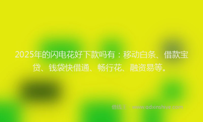 2025年的闪电花好下款吗有：移动白条、借款宝贷、钱袋快借通、畅行花、融资易等。