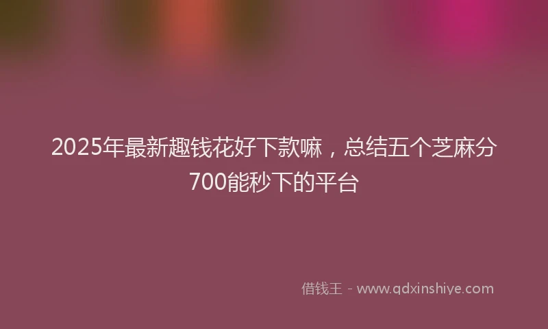 2025年最新趣钱花好下款嘛，总结五个芝麻分700能秒下的平台