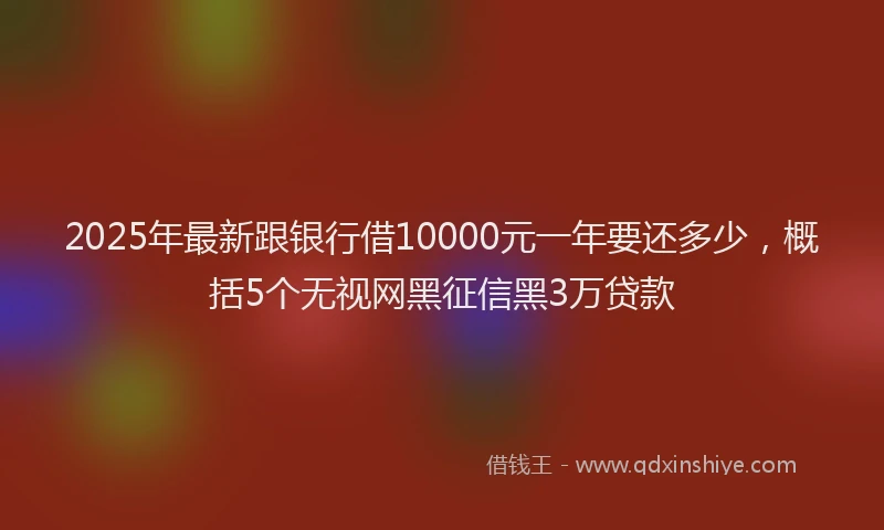 2025年最新跟银行借10000元一年要还多少，概括5个无视网黑征信黑3万贷款