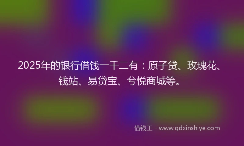 2025年的银行借钱一千二有：原子贷、玫瑰花、钱站、易贷宝、兮悦商城等。