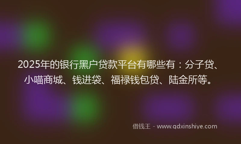 2025年的银行黑户贷款平台有哪些有：分子贷、小喵商城、钱进袋、福禄钱包贷、陆金所等。