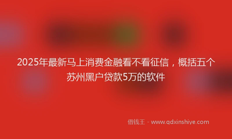 2025年最新马上消费金融看不看征信，概括五个苏州黑户贷款5万的软件