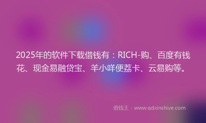 2025年的软件下载借钱有：RICH-购、百度有钱花、现金易融贷宝、羊小咩便荔卡、云易购等。