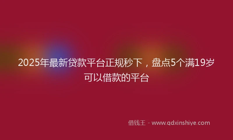 2025年最新贷款平台正规秒下，盘点5个满19岁可以借款的平台