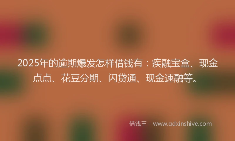 2025年的逾期爆发怎样借钱有：疾融宝盒、现金点点、花豆分期、闪贷通、现金速融等。