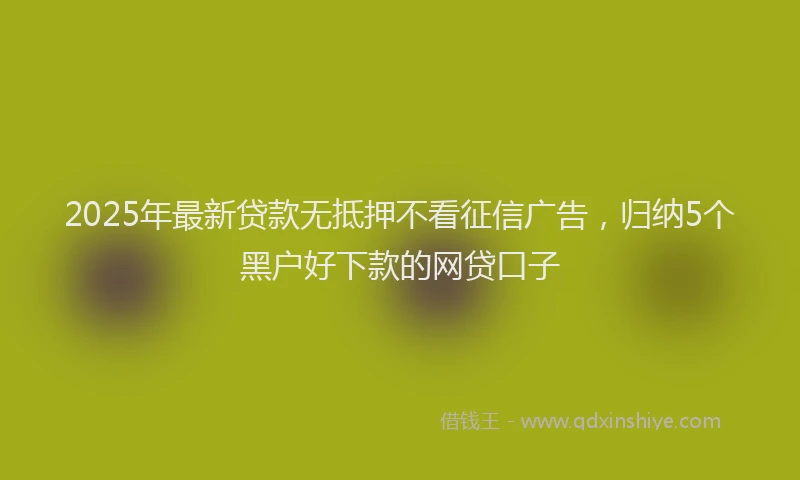2025年最新贷款无抵押不看征信广告，归纳5个黑户好下款的网贷口子