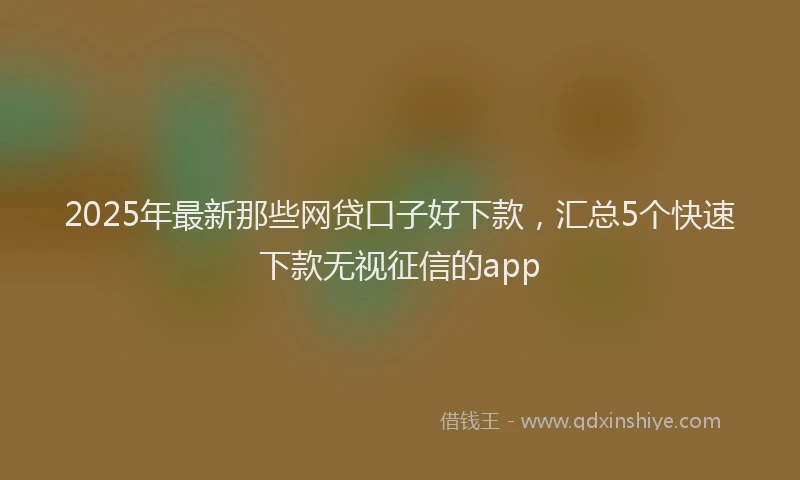 2025年最新那些网贷口子好下款，汇总5个快速下款无视征信的app