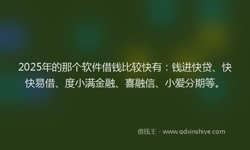 2025年的那个软件借钱比较快有：钱进快贷、快快易借、度小满金融、喜融信、小爱分期等。