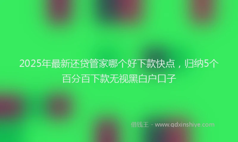 2025年最新还贷管家哪个好下款快点，归纳5个百分百下款无视黑白户口子