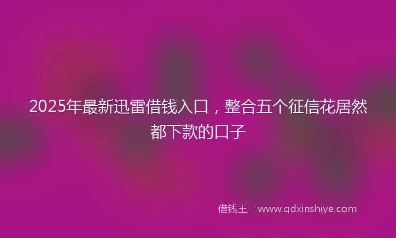2025年最新迅雷借钱入口，整合五个征信花居然都下款的口子