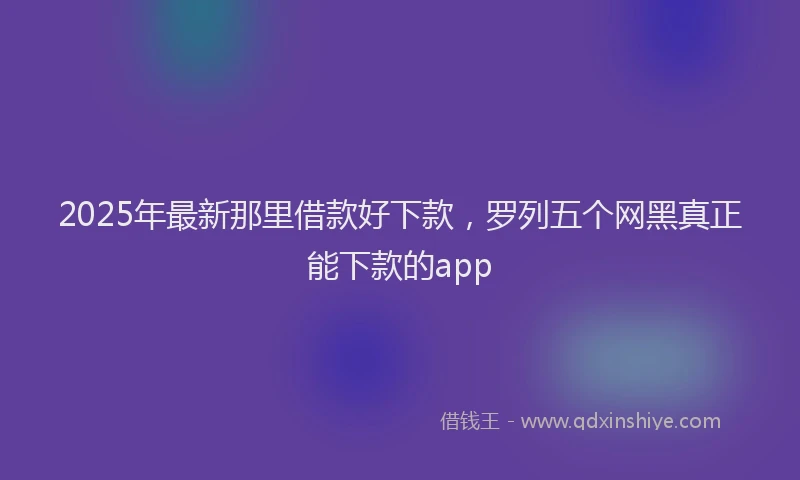 2025年最新那里借款好下款，罗列五个网黑真正能下款的app