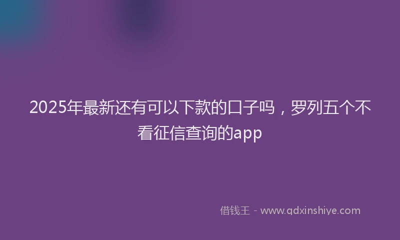 2025年最新还有可以下款的口子吗，罗列五个不看征信查询的app