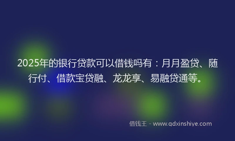 2025年的银行贷款可以借钱吗有：月月盈贷、随行付、借款宝贷融、龙龙享、易融贷通等。