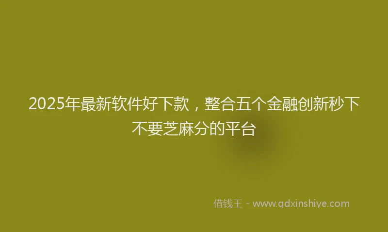 2025年最新软件好下款，整合五个金融创新秒下不要芝麻分的平台