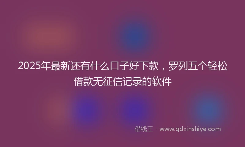 2025年最新还有什么口子好下款，罗列五个轻松借款无征信记录的软件
