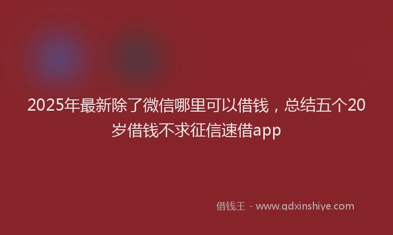 2025年最新除了微信哪里可以借钱，总结五个20岁借钱不求征信速借app