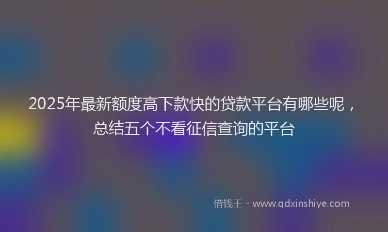 2025年最新额度高下款快的贷款平台有哪些呢，总结五个不看征信查询的平台