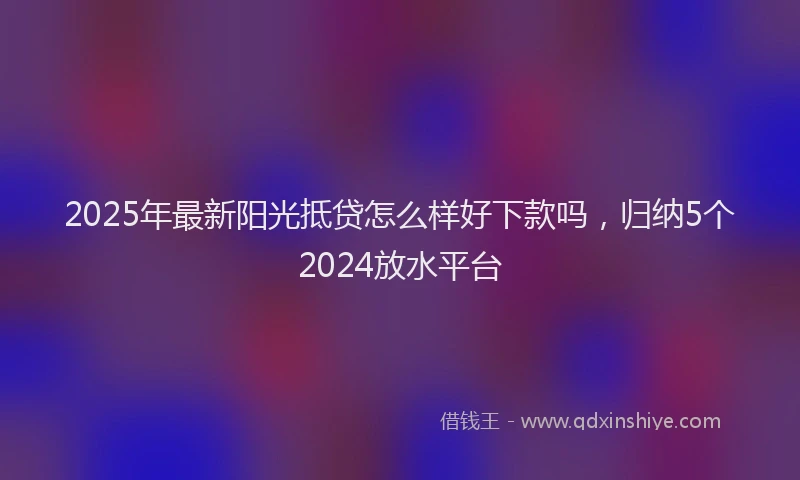 2025年最新阳光抵贷怎么样好下款吗，归纳5个2024放水平台