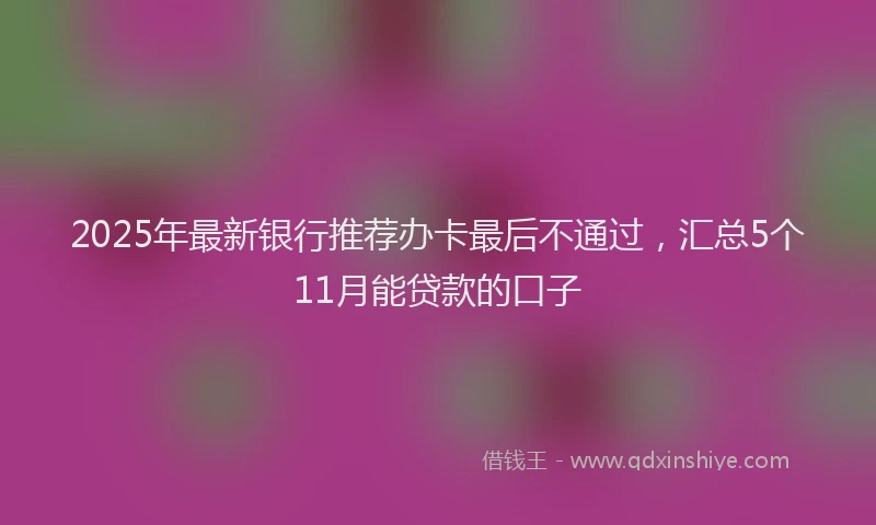 2025年最新银行推荐办卡最后不通过，汇总5个11月能贷款的口子