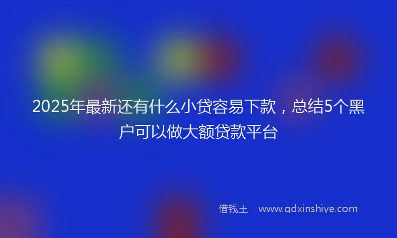 2025年最新还有什么小贷容易下款，总结5个黑户可以做大额贷款平台