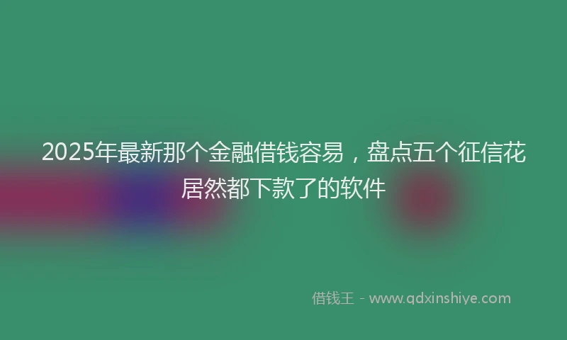 2025年最新那个金融借钱容易，盘点五个征信花居然都下款了的软件