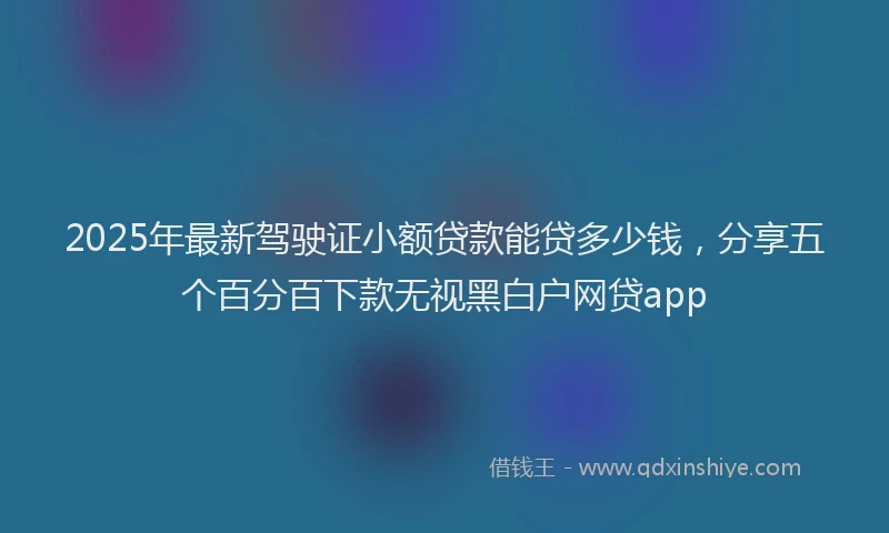 2025年最新驾驶证小额贷款能贷多少钱，分享五个百分百下款无视黑白户网贷app
