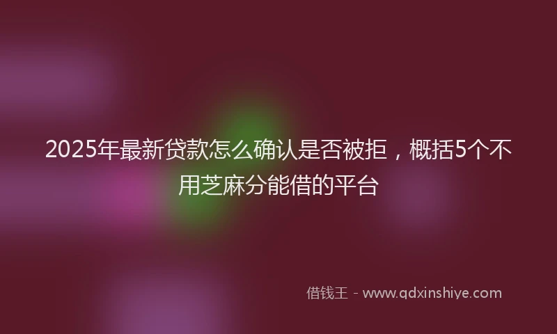 2025年最新贷款怎么确认是否被拒，概括5个不用芝麻分能借的平台