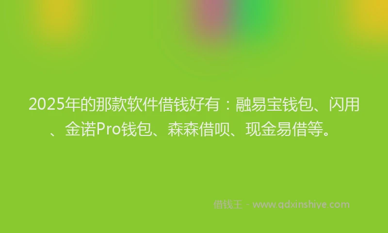 2025年的那款软件借钱好有：融易宝钱包、闪用、金诺Pro钱包、森森借呗、现金易借等。