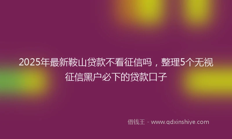 2025年最新鞍山贷款不看征信吗，整理5个无视征信黑户必下的贷款口子