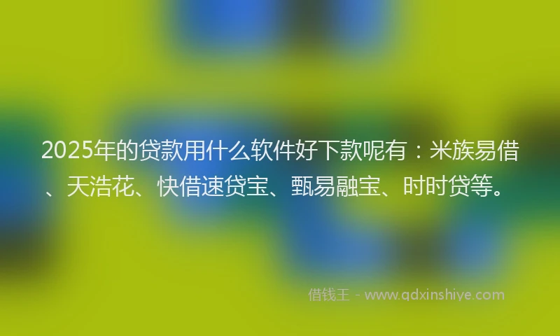 2025年的贷款用什么软件好下款呢有：米族易借、天浩花、快借速贷宝、甄易融宝、时时贷等。