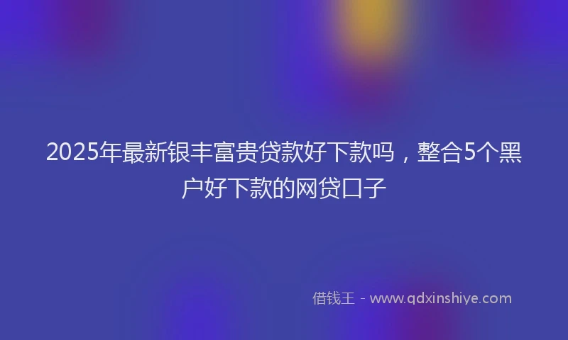 2025年最新银丰富贵贷款好下款吗，整合5个黑户好下款的网贷口子
