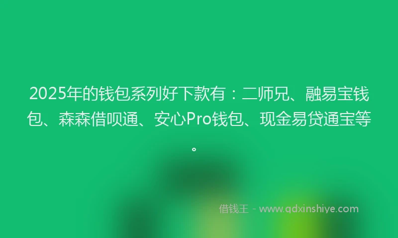2025年的钱包系列好下款有：二师兄、融易宝钱包、森森借呗通、安心Pro钱包、现金易贷通宝等。