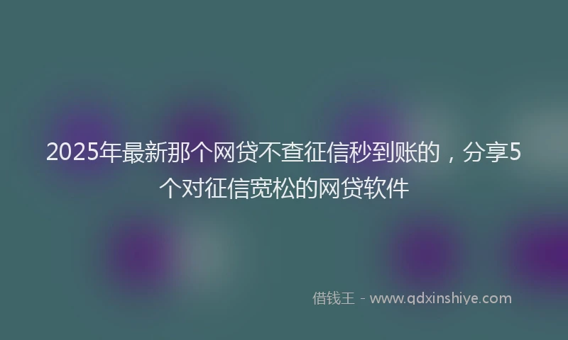 2025年最新那个网贷不查征信秒到账的，分享5个对征信宽松的网贷软件