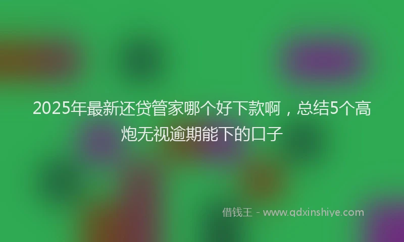 2025年最新还贷管家哪个好下款啊，总结5个高炮无视逾期能下的口子
