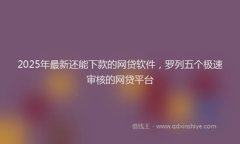2025年最新还能下款的网贷软件，罗列五个极速审核的网贷平台