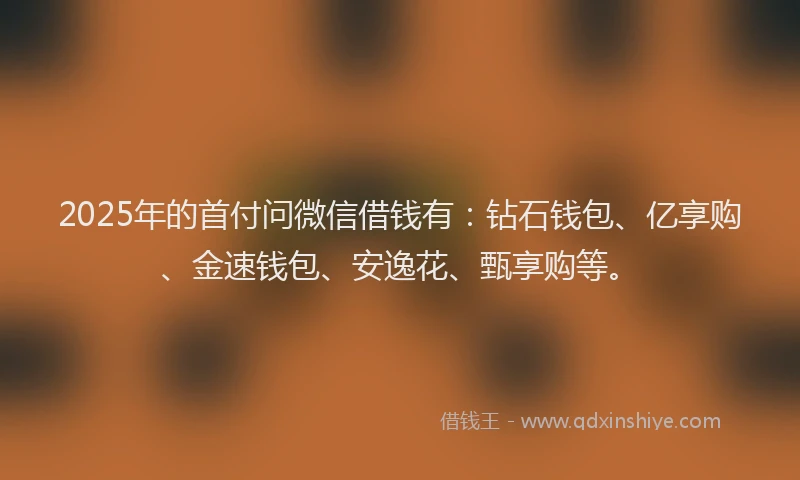 2025年的首付问微信借钱有：钻石钱包、亿享购、金速钱包、安逸花、甄享购等。