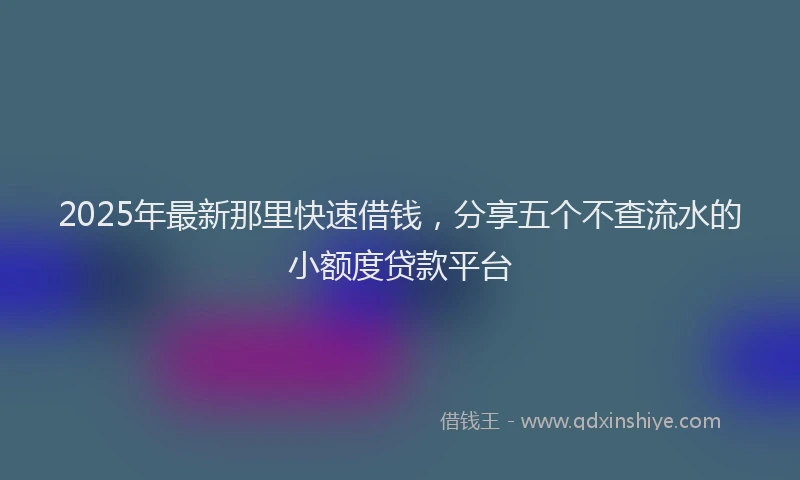 2025年最新那里快速借钱，分享五个不查流水的小额度贷款平台