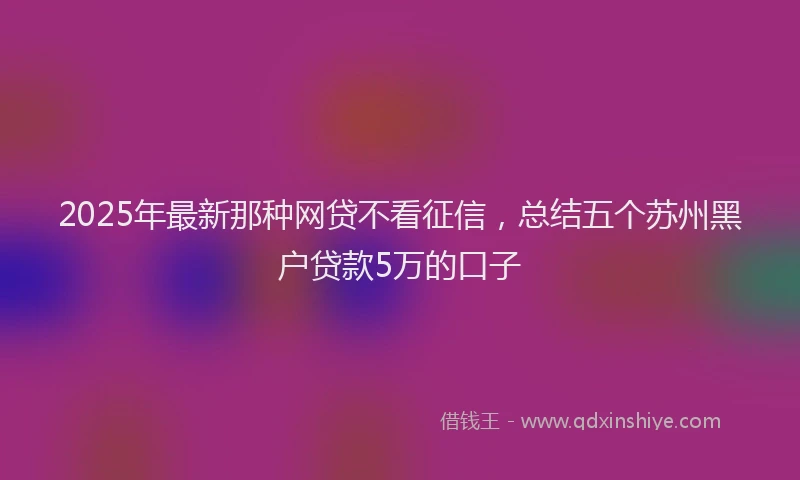 2025年最新那种网贷不看征信，总结五个苏州黑户贷款5万的口子