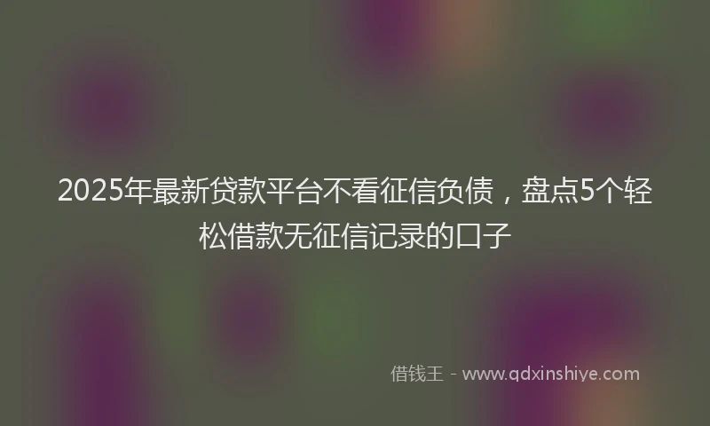 2025年最新贷款平台不看征信负债，盘点5个轻松借款无征信记录的口子