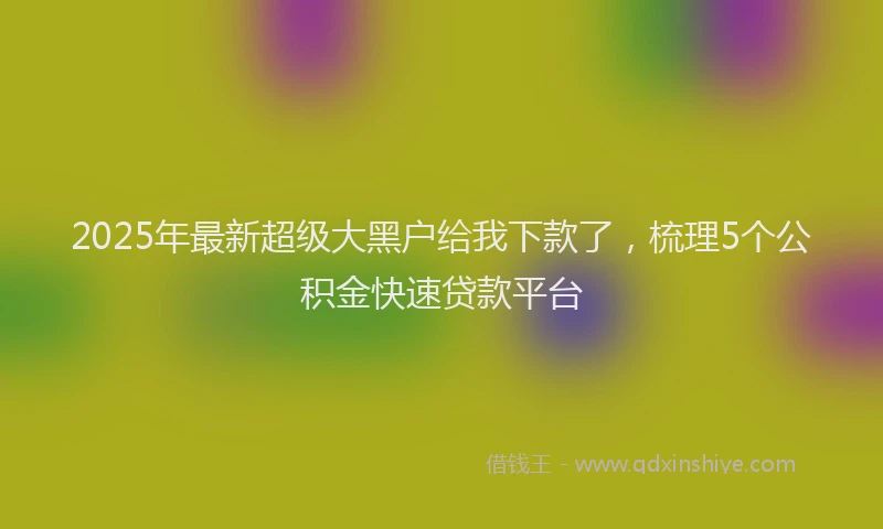 2025年最新超级大黑户给我下款了，梳理5个公积金快速贷款平台