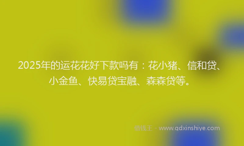2025年的运花花好下款吗有：花小猪、信和贷、小金鱼、快易贷宝融、森森贷等。