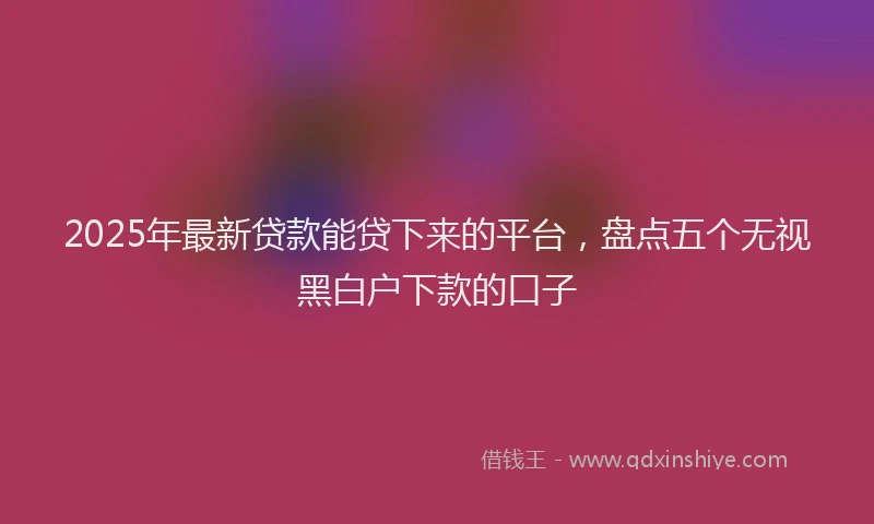 2025年最新贷款能贷下来的平台，盘点五个无视黑白户下款的口子
