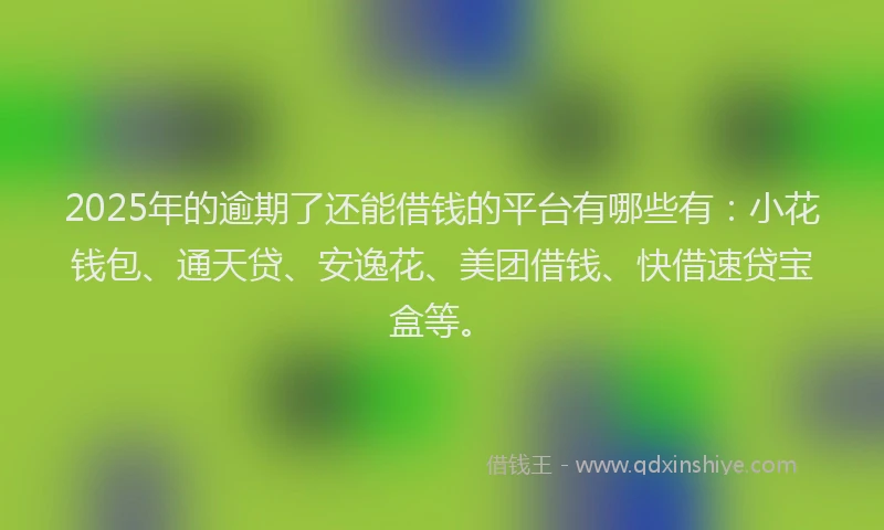 2025年的逾期了还能借钱的平台有哪些有：小花钱包、通天贷、安逸花、美团借钱、快借速贷宝盒等。
