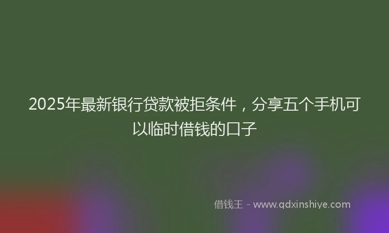 2025年最新银行贷款被拒条件，分享五个手机可以临时借钱的口子