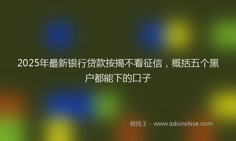 2025年最新银行贷款按揭不看征信，概括五个黑户都能下的口子