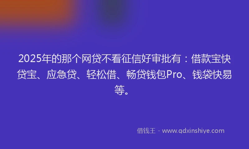 2025年的那个网贷不看征信好审批有：借款宝快贷宝、应急贷、轻松借、畅贷钱包Pro、钱袋快易等。