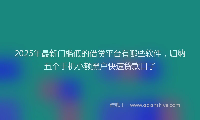 2025年最新门槛低的借贷平台有哪些软件，归纳五个手机小额黑户快速贷款口子