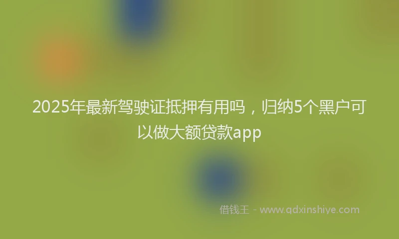 2025年最新驾驶证抵押有用吗，归纳5个黑户可以做大额贷款app